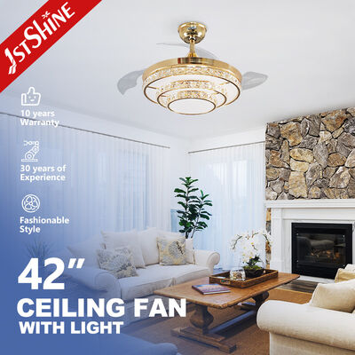 Bom preço 220V Cristal Retrátil Ventilador de Tecto Luz Dimmable Landelier 6 Velocidade On-line